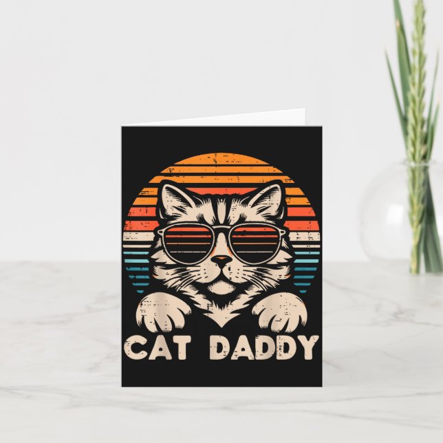 Carte Cat Daddy Sungles Sunset Retro Fur Dad Papa Kitten (Devant)