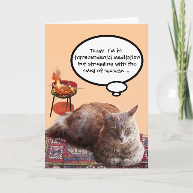 CARTE CAT EN MÉDITATION TRANSCENDENTALE, FÊTE DES PÈRES (Devant)