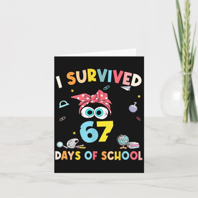 Carte Cat I Survived 67 Days Of School Teachers Students (Devant)