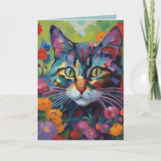 Carte Cat In the Garden Greetings Card