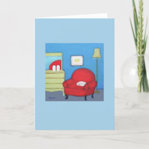 Carte Cat on Red Chaise