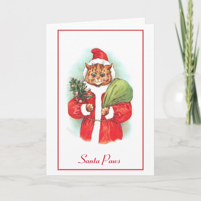 Carte Cat Père Noël Christmas par Louis Wain (Devant)