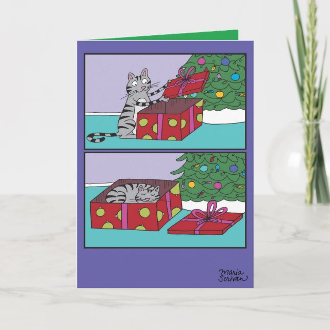 Carte Cat présent Joyeux Noël (Devant)