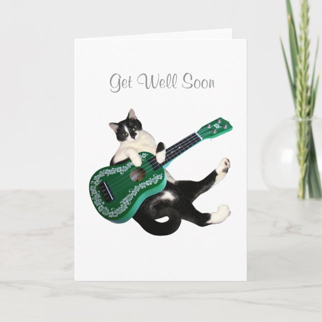 Carte Cat Ukulele Get Well Card (Devant)