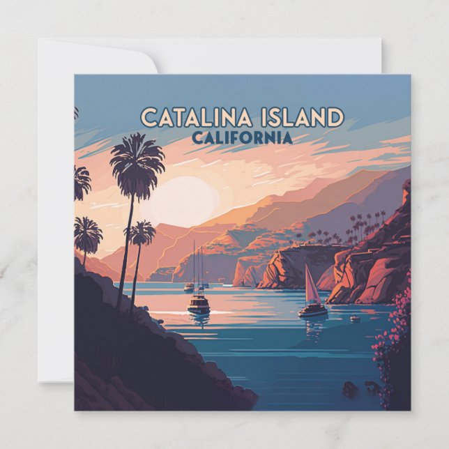 Carte Catalina Island California Bateaux Coucher de sole (Devant)