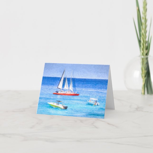 Carte Catamaran Caraïbes Art style Cezane (Devant)