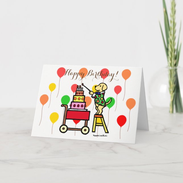 Carte Câteaux d'anniversaire Bougies jaune Labrador Card (Devant)