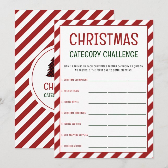 Carte Catégorie de Noël Jeu de mots | Jeux de fête (Devant / Derrière)