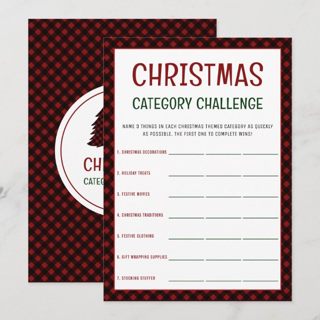 Carte Catégorie de Noël Jeu de mots | Jeux de fête (Devant / Derrière)