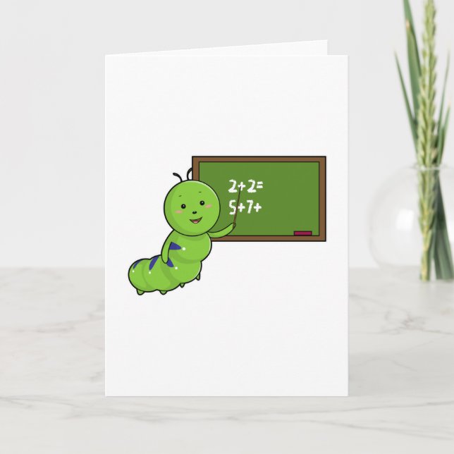 Carte Caterpillar en tant qu'enseignant avec tableau noi (Devant)