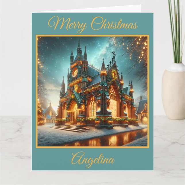 Carte Cathédrale de Noël aux lumières scintillantes (Devant)