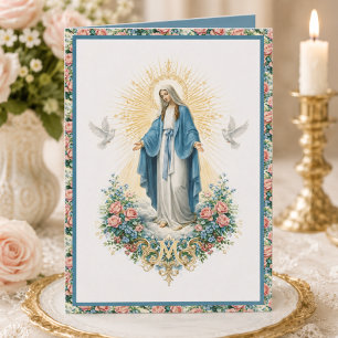 Carte Catholic Anniversaire Notre-Dame de Grâce Floral