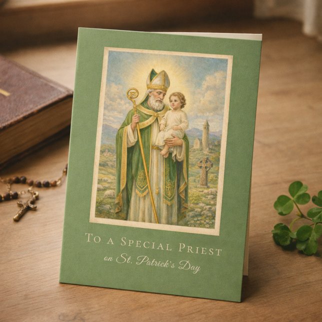Carte Catholic Priest St. Patrick's Day Jesus  (Créateur téléchargé)