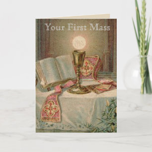 Carte Catholique Altar Chalice Missel Prêtre eucharistiq