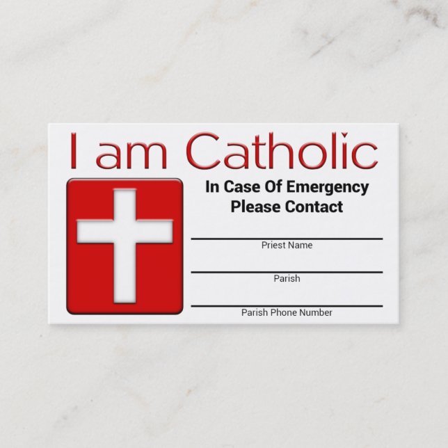 Carte catholique de contact de secours (Devant)