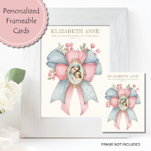 Carte Catholique Marie et Bébé Jésus Écriture Florale