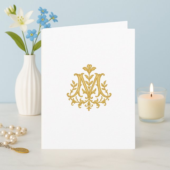 Carte catholique Monogramme mariale - Totus Tuus (Créateur téléchargé)