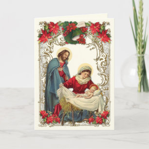 Carte Catholique Noël Jésus Marie Joseph Rosaire
