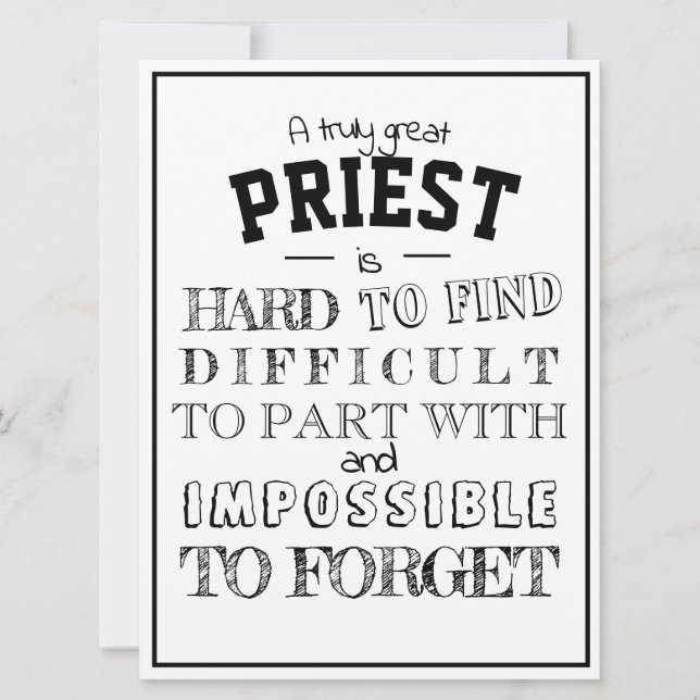 Carte Catholique PRIEST Appréciation Merci Cadeau (Devant)