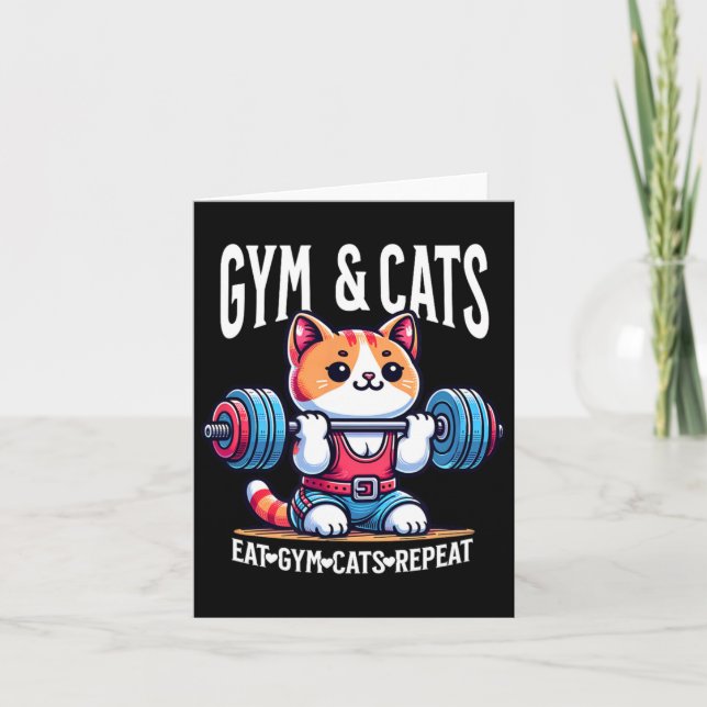 Carte Cats Et Gym Entraînement Funny Kitten Bodybuilding (Devant)