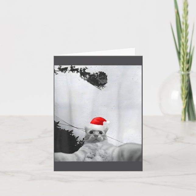Carte Cats Meme Funny Cat Selfie With Santa Hat Christma (Devant)