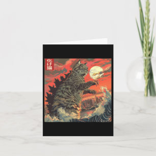 Carte Catzilla Attaquer Japon Drôle mignon Cat Anime Sty
