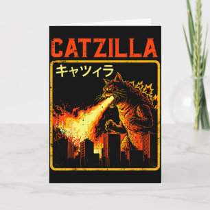 Carte Catzilla Chat Monstre Drôle Parodie Japonaise Femm