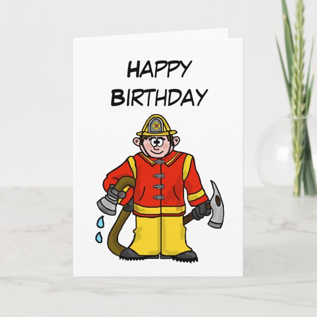 Carte Caucase Cartoon Fireman Card Personnaliser It! (Devant)