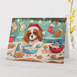 Carte Cavalier King Charles Spaniel Baking Noël