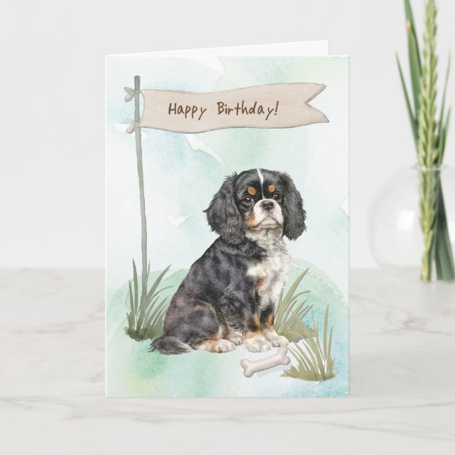 Carte Cavalier King Charles Spaniel Chien sous Anniversa (Devant)
