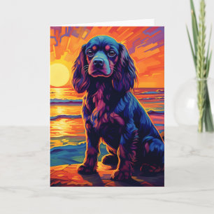 Carte Cavalier King Charles Spaniel Coucher de soleil / 