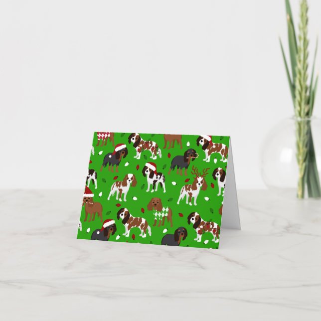 Carte Cavalier King Charles Spaniel de Noël (Devant)