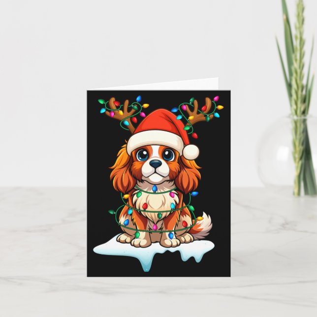 Carte Cavalier King Charles Spaniel Noël Renne P (Devant)