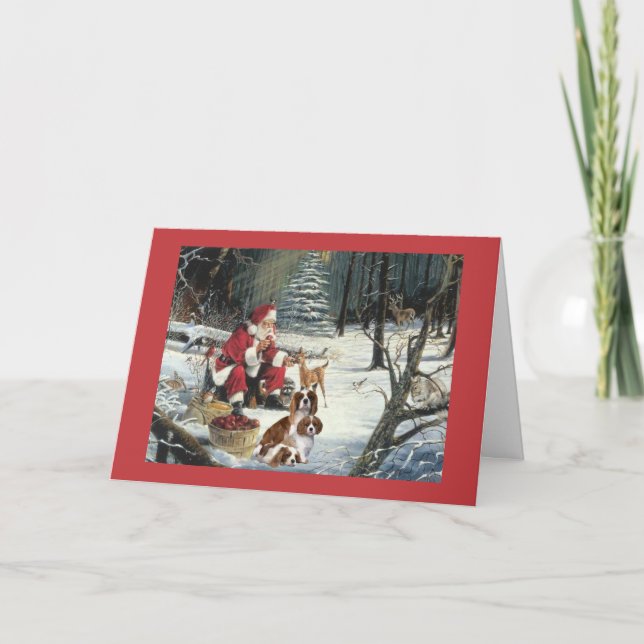 Carte Cavalier King Charles Spaniel SantaChristmas (Devant)