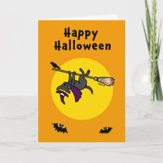 Carte Cavalier Labrador Retriever noir d'Halloween sur u