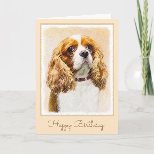 Carte Cavalier Le Roi Charles Spaniel Peinture originale (Devant)