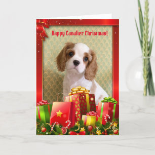 Carte Cavalier Spaniel Puppy Christmas Card