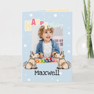 Carte Ce chien Vie Bleu Jaune Anniversaire de enfant