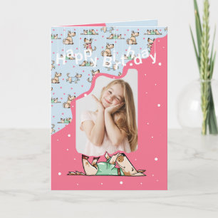 Carte Ce chien vie bleu rose photo d'anniversaire