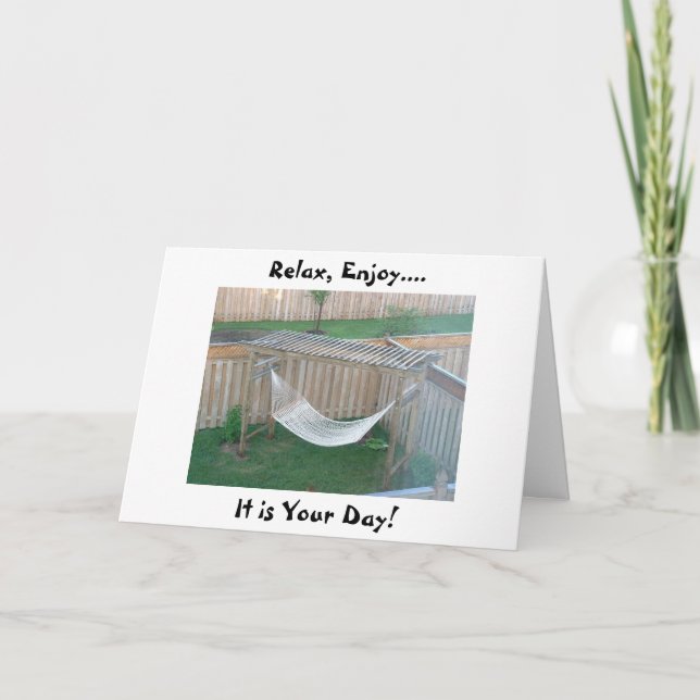 CARTE CE HAMMOCK DIRA DÉTENDRE PROFITER / HEUREUX ANNIVE (Devant)