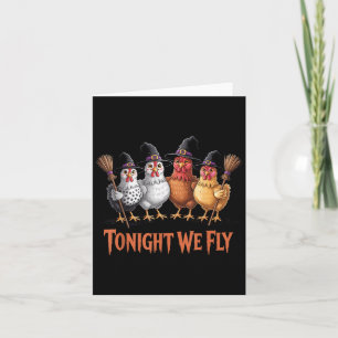 Carte Ce Soir, Nous Volons Drôle Sorcière Poulet Hallowe