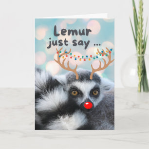 Carte Ceinture de Noël Tournée Lémur Pun