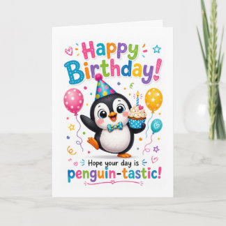 Carte Célébration d'anniversaire Penguin-Tastique Mignon