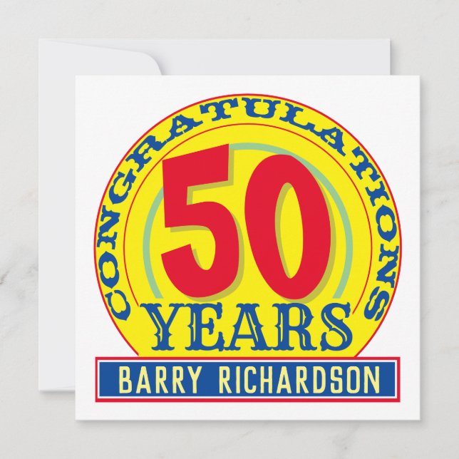 Carte Célébration de 50 ans (Devant)