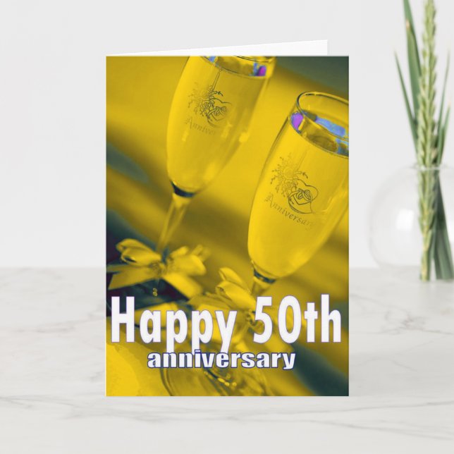 Carte célébration de champagne pour les 50 ans de mariag (Devant)