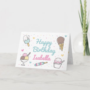 Carte Célébration de crème glacée douce Joyeux anniversa