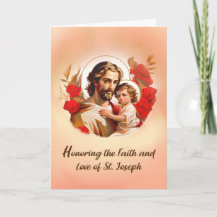 Carte Célébration de la Fête de Saint Joseph avec des Ro