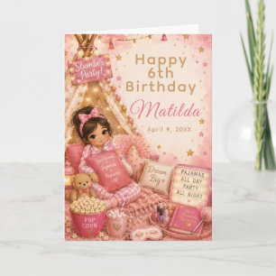Carte Célébration de pyjama party rose