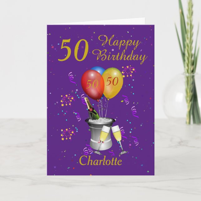 Carte Célébration du 50e anniversaire Purple (Devant)