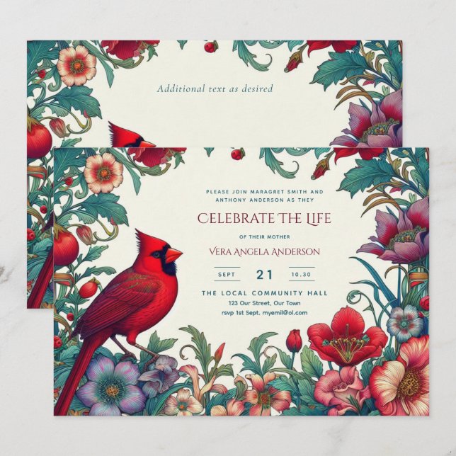 Carte Célébration du cardinal rouge du monument funérair (Devant / Derrière)